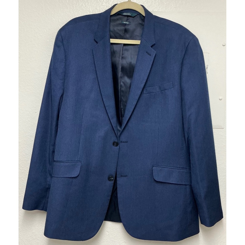 Perry Ellis Portfolio Mens 46R Navy Blue Very Slim Fit Two Button Blazer Jacket